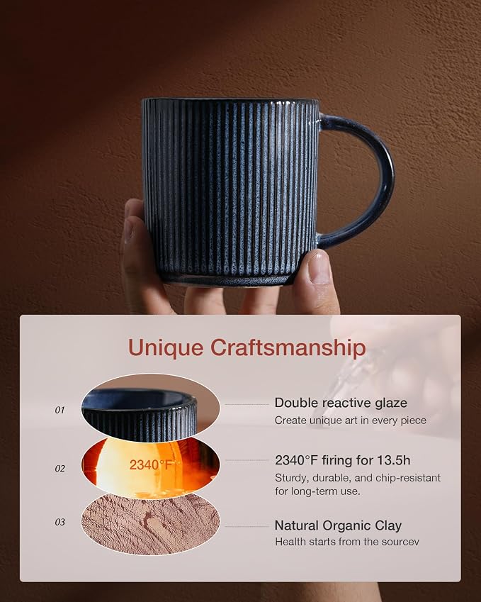 famiware Coffee Mug Set for 6, Star 12 oz Catering Mugs Cup Set - Image 3