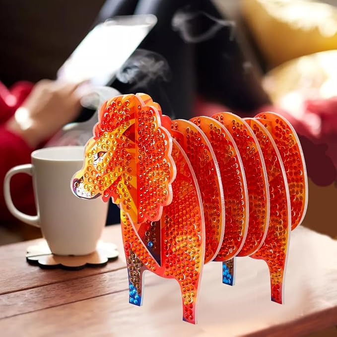 DDGYP Lion Diamond Art Coasters Kit, Interlocking Acrylic Animal Statue - Image 3