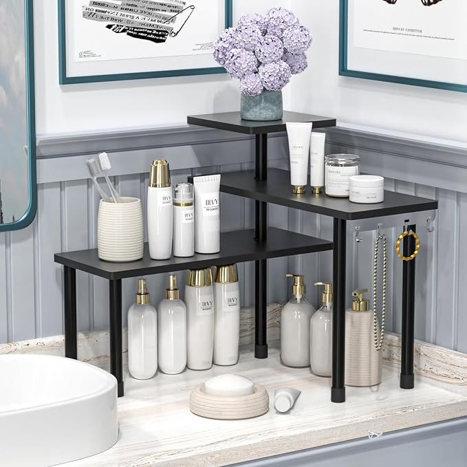 JayRex 3-Tier Bathroom Countertop Corner Shelf Organizer, skincare and - Image 3