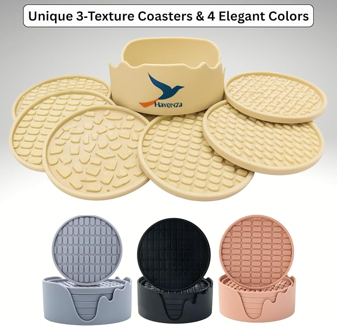 Soft, Shockproof & Safe – Unique 3‑Style Silicone Rubber Coasters Set - Image 8