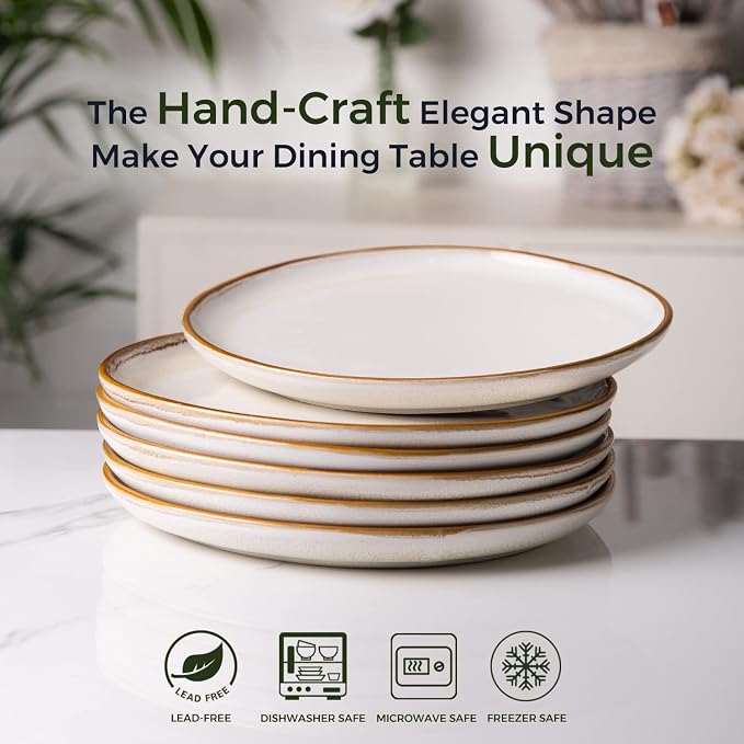 AmorArc Ceramic Dinner Plates Set of 6, 10.5 Inch Stoneware Plates Set | - Image 2
