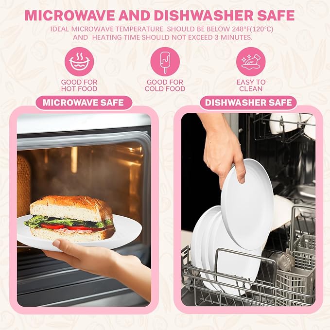 Deep Dinner Plates, Wheat Straw Plates 10 inch Set of 8, Unbreakable Plates - Image 5