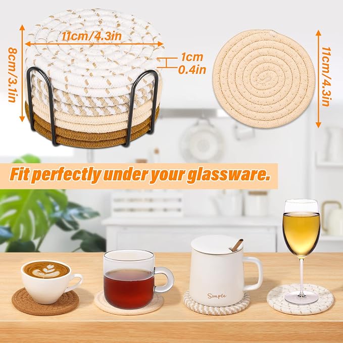 Drink Coasters Set of 8, 4 Colors Absorbent Coasters - Image 2
