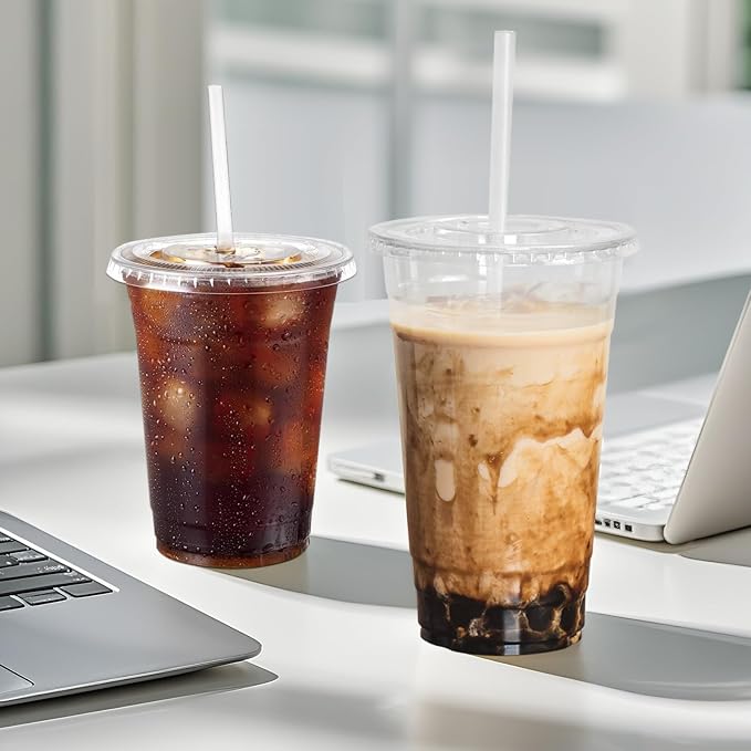 12oz Clear Plastic Cups with Lids and Straws 100 Pack | Leak-Proof Disposable - Image 5