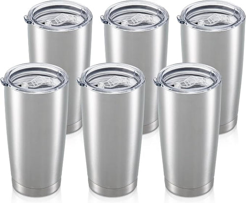 20oz Tumbler Bulk with Lid Stainless Steel Tumblers, 6 Pack | Leak Proof Lid by Unknown