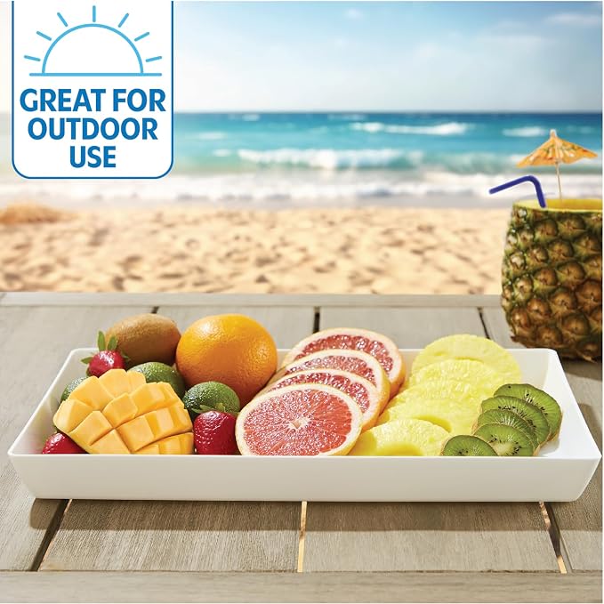 US Acrylic White Plastic Serving Trays 15” x 10” | Large Unbreakable Reusable - Image 7