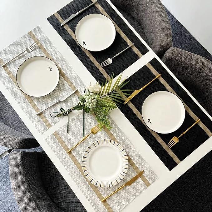 PIGCHCY Luxurious Placemats and Table Runner Set, Stylish Durable Placemats Set - Image 6