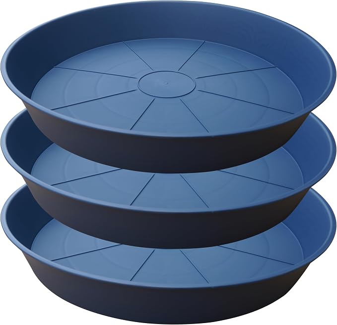 3 Pack of 20 22 inch Plant Saucer, 3.6" Depth Tray, Large Deep Garden Plastic by Bleuhome