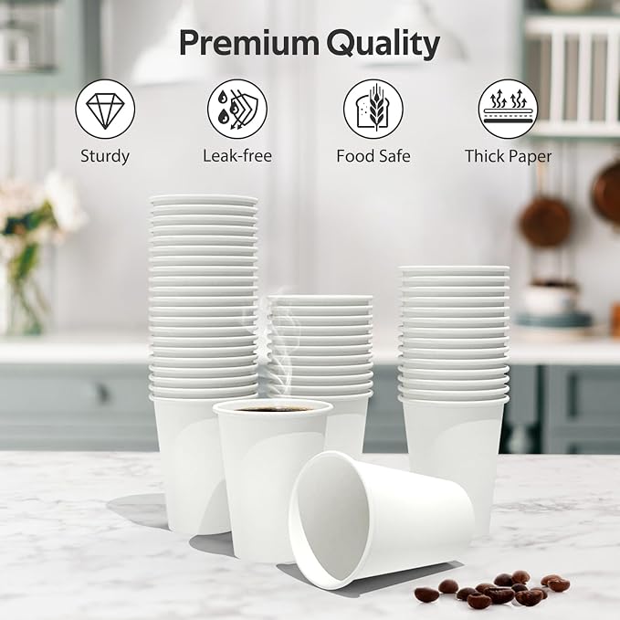 Dealusy 200 Count 12 oz Coffee Cups, Leak-Free Food Safe Paper Cups 12 oz - Image 3
