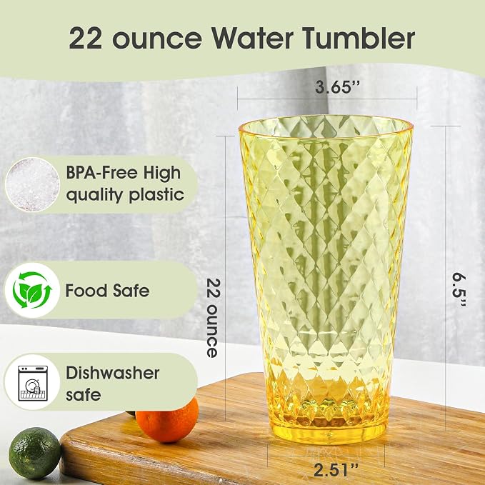 BPA-Free Plastic Tumblers 8 Pack | Reusable Dishwasher Safe | Stackable - Image 2