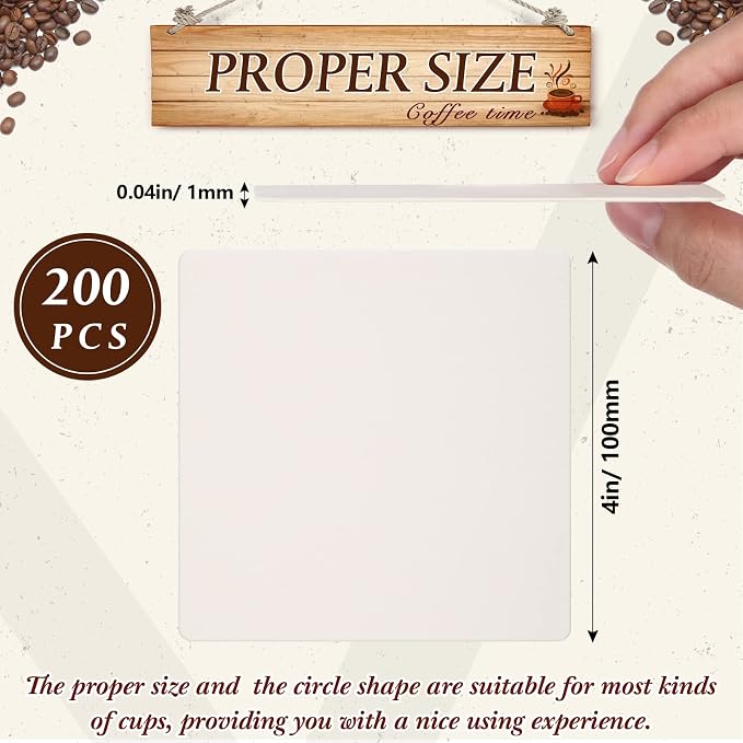 TaoBary 200 Pcs Disposable Paper Bar Coasters Bulk, 4 Inch Cardboard Coasters - Image 2