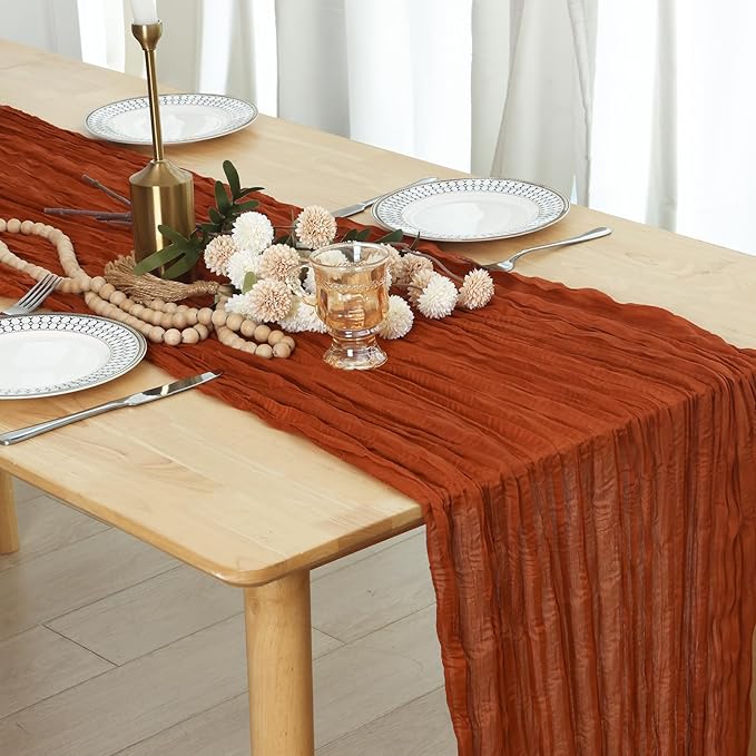 12 Pack Terracotta Cheesecloth Table Runner 120 Inch Boho Wedding Decor | - Image 4