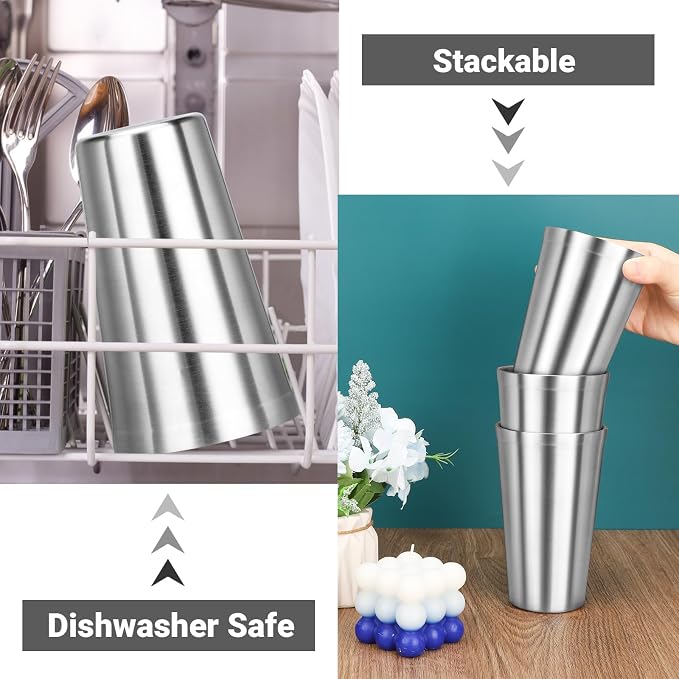 Stainless Steel Cup, 16 oz Insulated Tumbler, 8 Pack Double Wall Unbreakable - Image 5