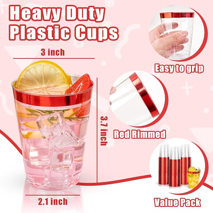 DaYammi 100 Pack Red Plastic Cups 10 Oz - Image 2
