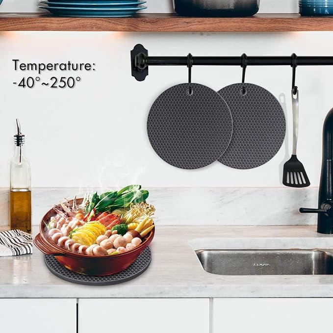 Silicone Trivets for Hot Pots and Pans, 0.31" Thick Trivet Mat for Hot Dishes - Image 8