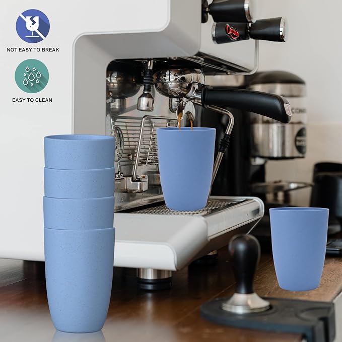 Wrova Wheat Straw Cups 6 PCS Good Alternative to Plastic Reusable Cups 20 oz - Image 8