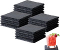 24 PCS Slate Coasters Set, 4 Inch Black Square Stone Coasters Bulk, Laser by Unknown
