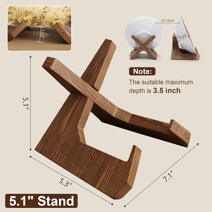 Bowl Stands for Display Large Deep Platters and Dishes, Wooden Plate Stand Deep - Image 6
