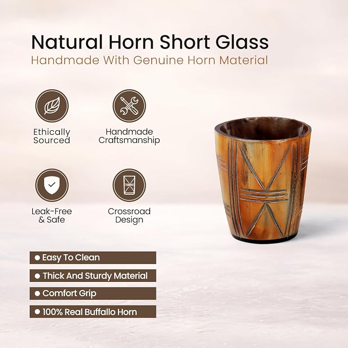 Handicrafts Home Viking Horn Shot Glasses Set of 8, Handmade Natural Ox Horn - Image 2