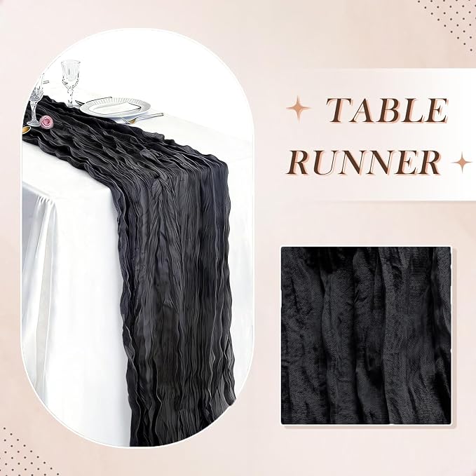 10 Pack Black Cheesecloth Table Runner 21 x 120 Inch Boho Gauze Sheer Table - Image 6