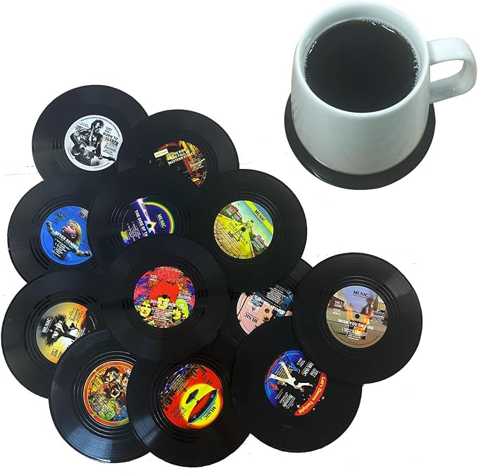 Funny Retro Vinyl Record Coasters, Creative Drink Coasters Set of 12 - Image 6