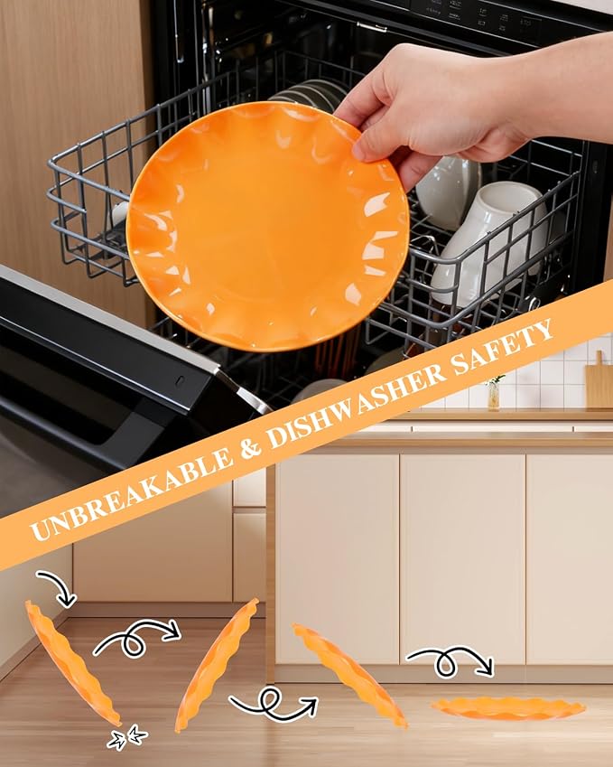 LIYH 24Pcs Orange Plastic Plates Reusable, Dinner And Salad Set - Image 5