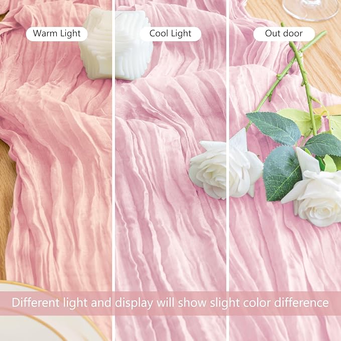 Cheesecloth Table Runner 10FT 2Pcs Blushing Pink Boho Gauze Runners | Cheese - Image 5