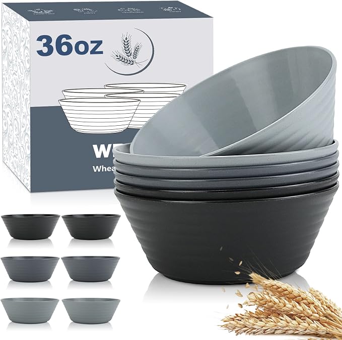 Wheat Straw Bowl Sets, Microwave and Dishwasher Safe Bowls, Salad Bowls by WROVA