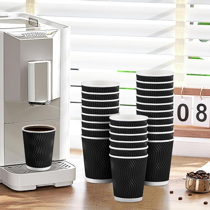 Lamosi 100 Pack Coffee Cups 8 oz, Disposable Paper Coffee Cups No Lids | - Image 6