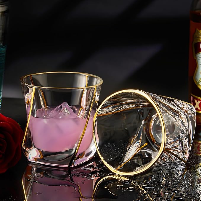 GLASKEY Crystal Whiskey Glasses Set of 2 - Image 5