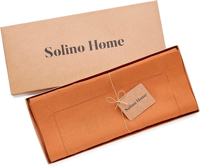 Solino Home 100% Pure Linen Dining Table Runner Pumpkin Woven, 14 x 48 in | - Image 6