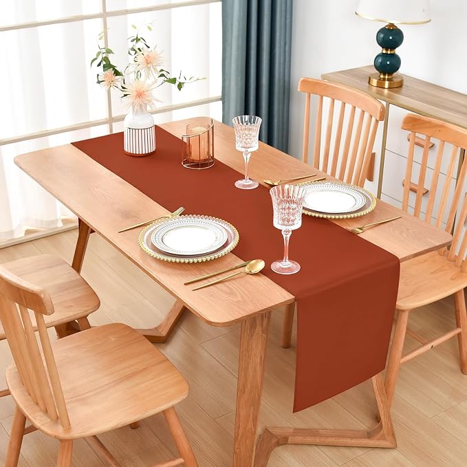 Wolkemer Farmhouse Rust Table Runner Dining Table Runners 48 Inches Long | - Image 2