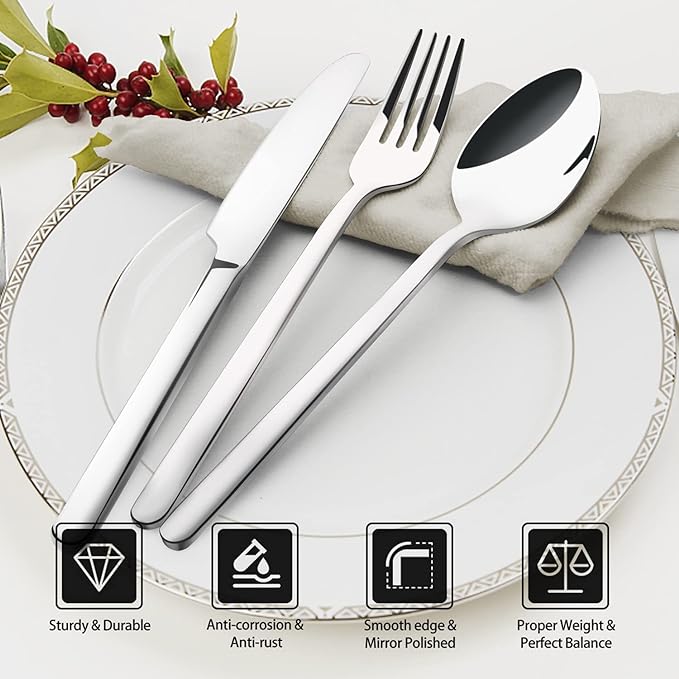 30 Pieces Silverware Set, Flatware Cutlery Set - Image 3