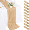 10 Pack Beige Cheesecloth Table Runner 22 x 120 Inch Gauze Table Runners | 10FT by Fwxdbwyl