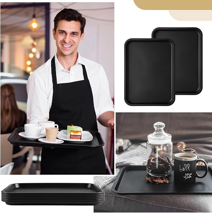 Gerrii 6 Pcs Plastic Fast Food Trays Bulk Restaurant Serving Cafeteria Tray - Image 5