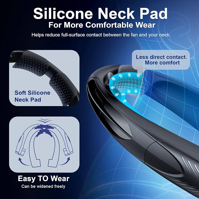Portable Neck Fan with Reading Light, 6000mAh USB-C Rechargeable Hands Free Fan - Image 4