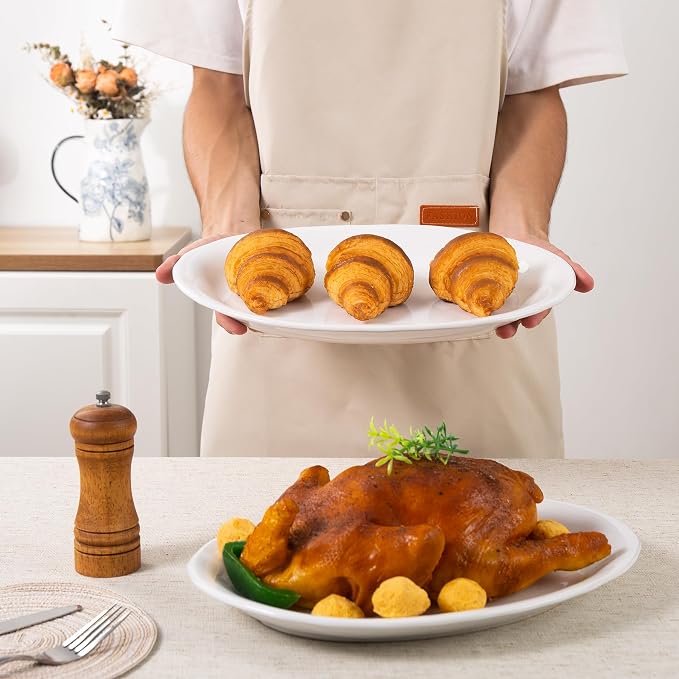 Ceramic Plates, 13.7" Serving Platter, Oval Dinner Plates, Serving Dish Set - Image 4