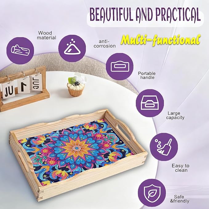 EWJRNSF Diamond Art Kits for Adults Wooden Serving Trays - Image 4