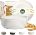 Wheat Straw Plates 11 Inch, Unbreakable & Reusable Plastic Plates Set of 8 by BUSOKIP