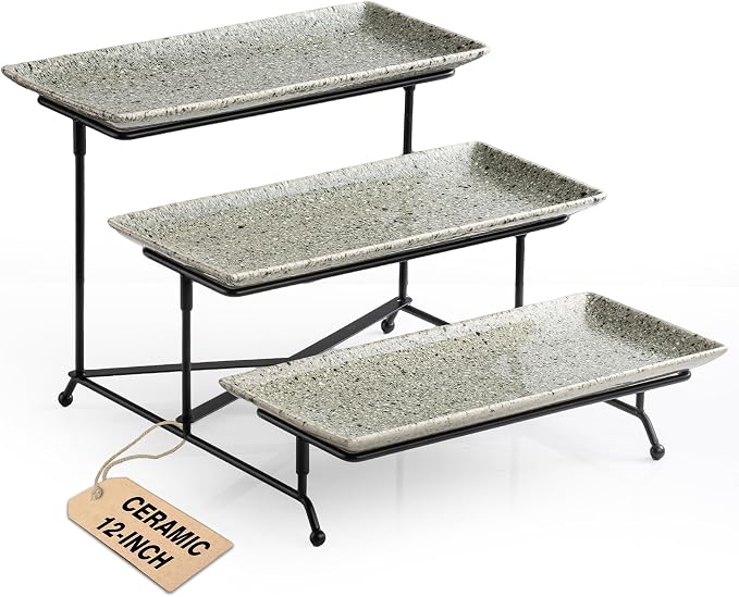 LAUCHUH 3 Tier Serving Tray, Porcelain Serving Platters and Trays by LAUCHUH