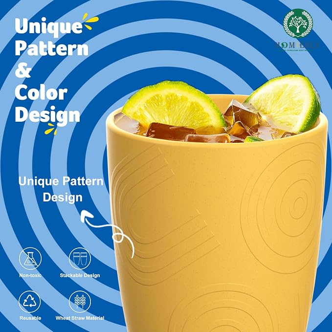 Homienly Wheat Straw Cups, Premium Alternative to Plastic Cup Set of 8 - Image 5