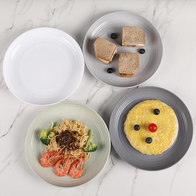 HEYCOME 12 Pcs Unbreakable Deep Dinner Plates Set, 9 inch Reusable Plastic - Image 7