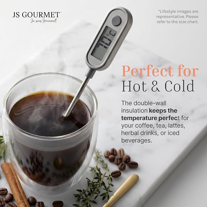 JS Gourmet Double Wall Glass Coffee Mugs Set of 2, 12oz/350ml Borosilicate - Image 6