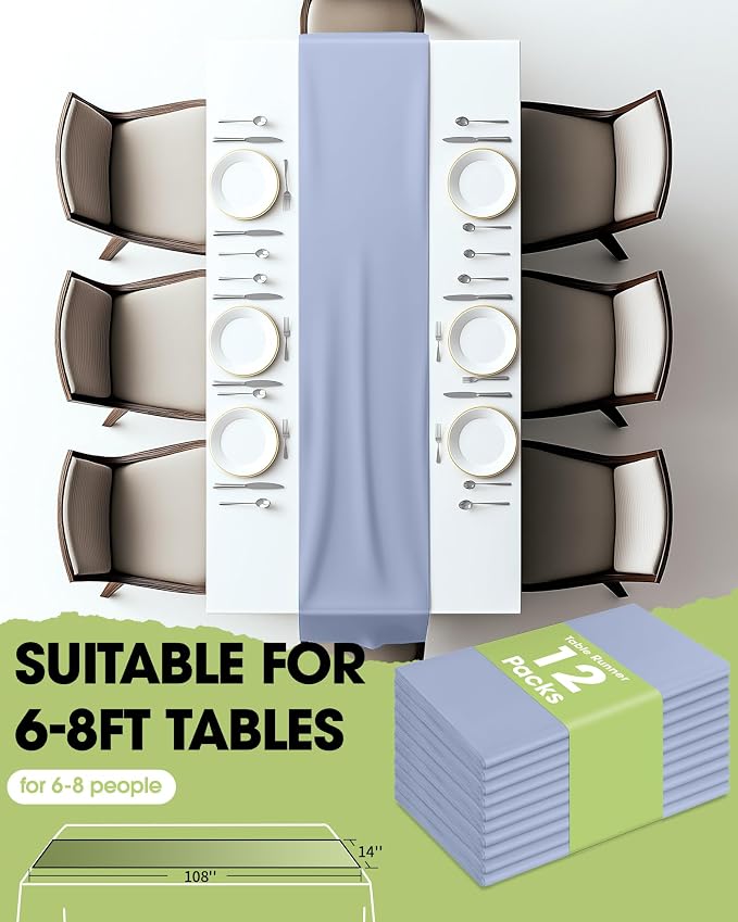 Pureegg Plastic Table Runners Disposable 12 Pack, 14 x 108 Inch Table Runner - Image 5