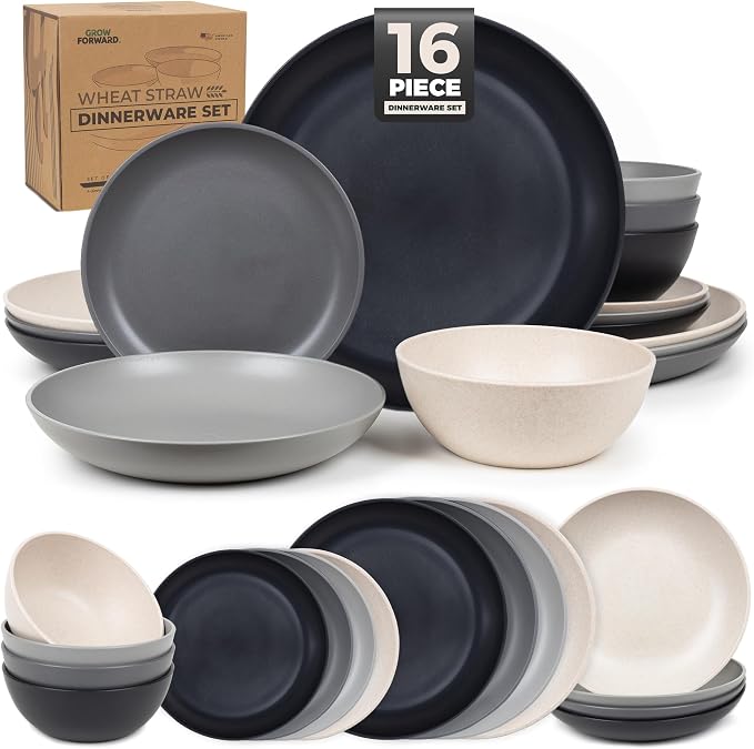 Grow Forward 16-piece Premium Wheat Straw Dinnerware Sets by GrowForward