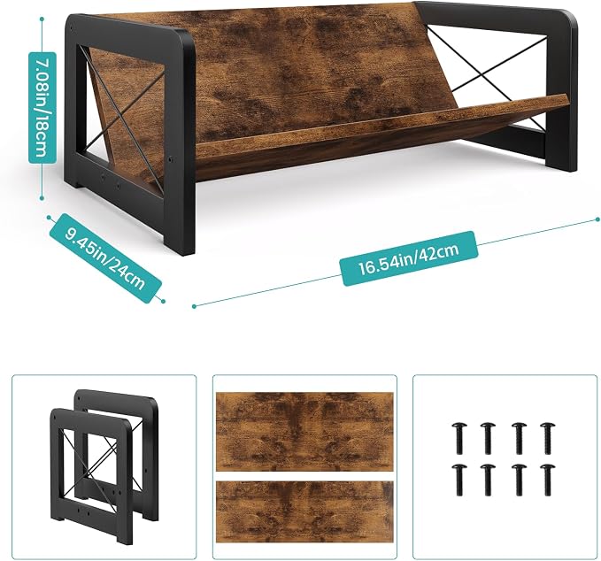 ELITEROO Desktop Bookshelf Organizer, Wood Slanted Desk Bookshelf, Small - Image 3