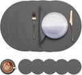 Myir JUN 15 Inches Round Placemats Set of 6 Faux Leather Place Mats | by MyirJUN
