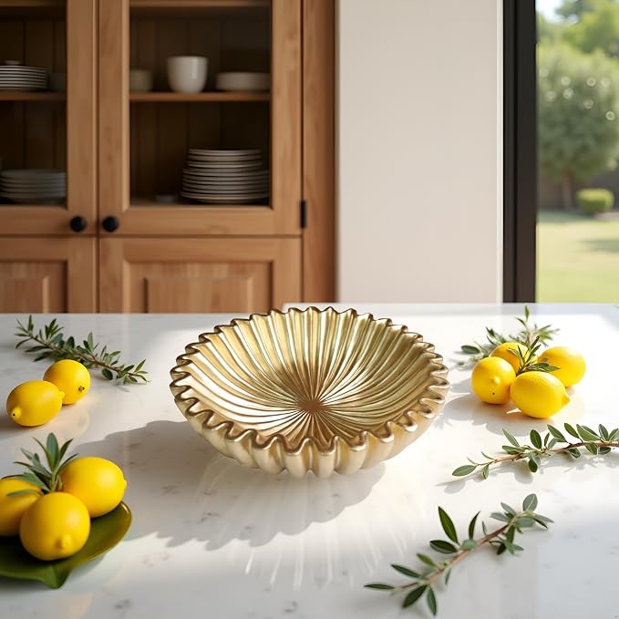 10" Large Decorative Bowl decor, Scalloped Bowls - Image 3