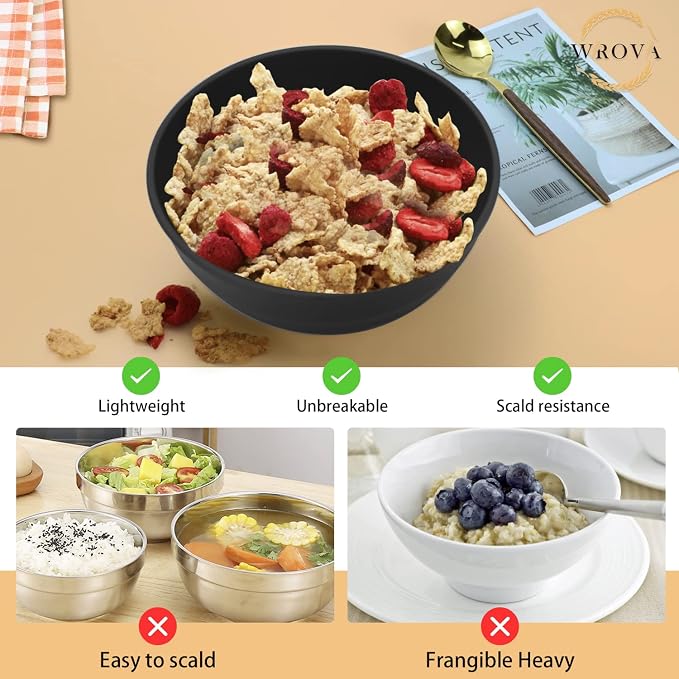 Wheat Straw Bowls Set 60 OZ Unbreakable Large Cereal Bowls Set of 6 Microwave - Image 4