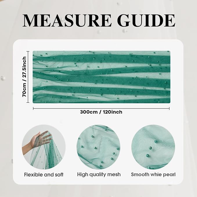 Artoid Mode 6PCS Pearl Dark Green Gauze Table Runner 120 Inch 10FT, Seasonal - Image 6